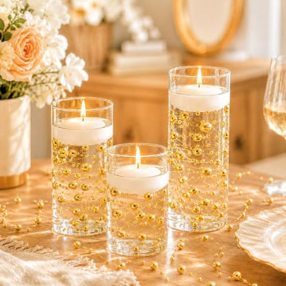 Gold Floating Beads for Centerpieces and Vase Decor - 36Pcs 100.4FT