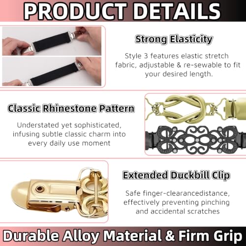 6 Pack Retro Waist Cinch Clips for Shirts, Sweaters & Dress Tights
