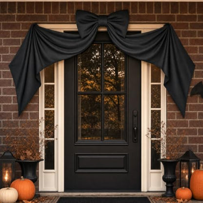 Oversized Black Bow for Halloween Door Decor - 48 Inch Wall Hanging