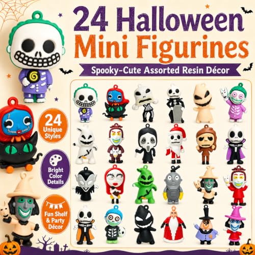Halloween Nightmare Be Christmas Collectible Figures Set - 24 Mini Toys