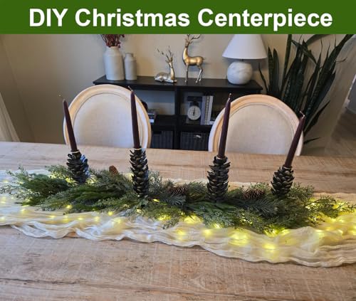 Artificial Pine Branches Assorted 60-Piece Christmas Greenery Set for Crafts and Decor