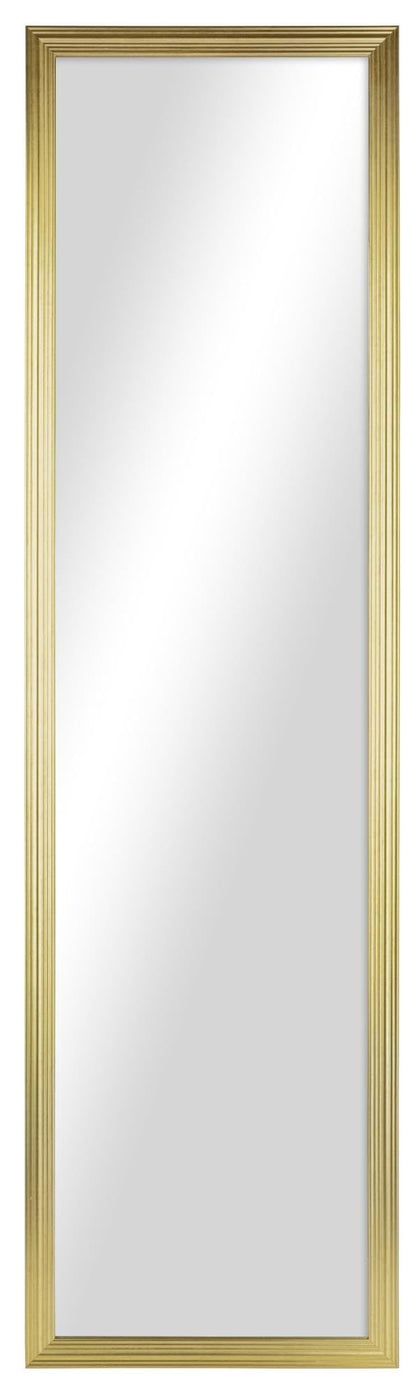 Gold Full Length Mirror 13.5x49.5 in — Wall or Door Mount, Vertical or Horizontal, with Hardware