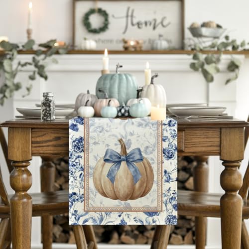 210 GSM Fall Table Runner 13x120 Inch Beige Polyester Home Decor