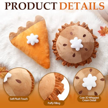 Fall Pumpkin Pie Throw Pillows - 2 Piece Thanksgiving Decor Set
