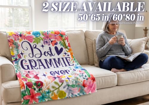 Warm Grammie Gift Flannel Throw Blanket 60x80 Inches with Sentimental Flowers
