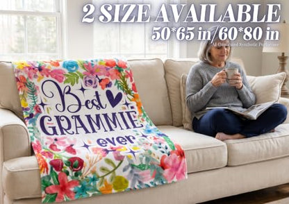 Warm Grammie Gift Flannel Throw Blanket 60x80 Inches with Sentimental Flowers