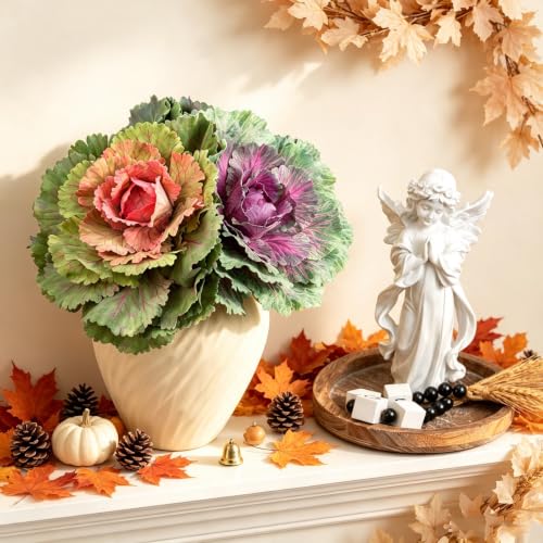 Large Purple Faux Cabbage - 16.5-Inch UV-Resistant Outdoor Decor