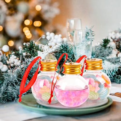 50ml Christmas Booze Balls Set - Fillable Holiday Tree Ornaments, Clear Plastic