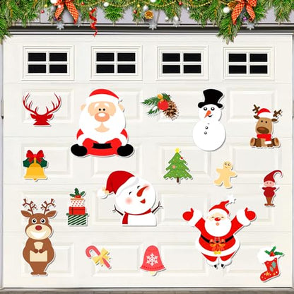 16Pcs Christmas Car Magnets Set - Reindeer, Santa, Snowman & Holiday Decorations