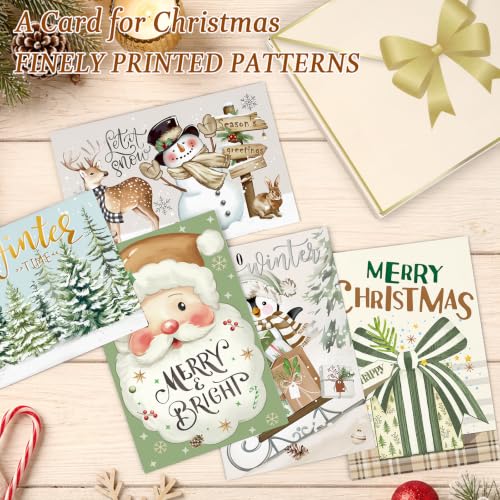 Nordic Christmas Cards Assortment Bulk Xmas Cards with Envelopes & Stickers