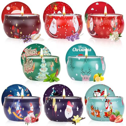Christmas Scented Candle Set - 8 Pack Aromatherapy Candles for Holiday Decor and Gifts