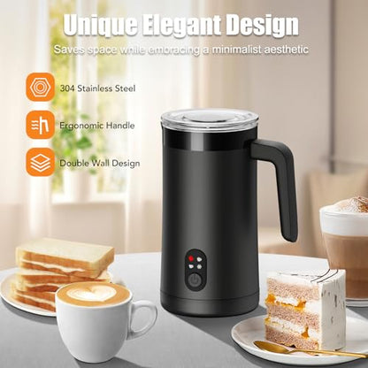 Electric Milk Frother 13.5oz Large Capacity Foam Maker Black - Multifunctional