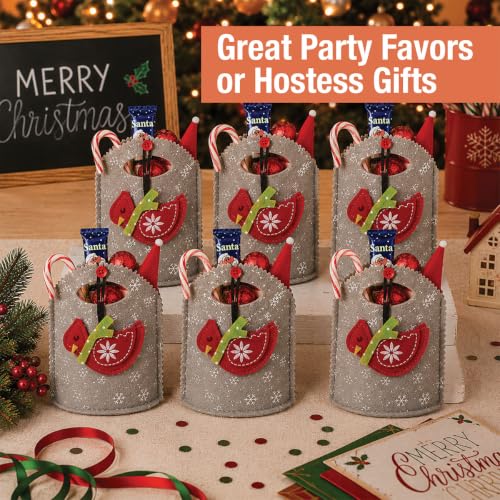 Cardinal Felt Treat Bags Christmas Ornament Set of 5 - Holiday Gift Bags for Kids & Teachers - Cardinal2