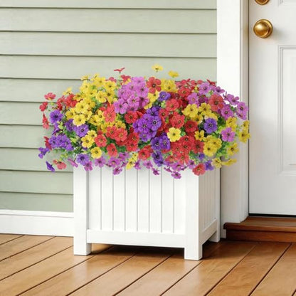 Outdoor Artificial Flowers Set - Faux Mums & Blooming Plants for Garden & Decor