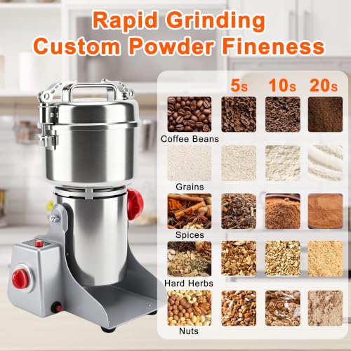 Electric Grain Mill Grinder 1000g Stainless Steel Spice & Flour Mill