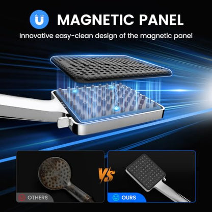 FEELSO Chrome Handheld Shower Head with 6 Modes & Magnetic Cleaning Panel