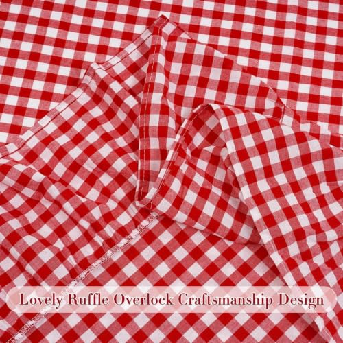 Eternal Beauty Red & White Gingham Ruffled Tablecloth 60x84 Inches - Christmas & Fall Decor