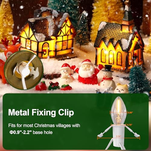 Christmas Village Lights Set with 1 LED Bulb - 6 FT Cord, 2 Pack - Warm Glow