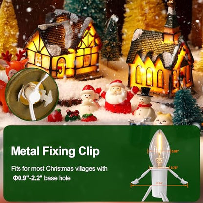 Christmas Village Lights Set with 1 LED Bulb - 6 FT Cord, 2 Pack - Warm Glow