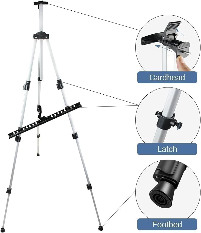 RRFTOK Art Easel Stand - Adjustable 17 to 66 Inch Aluminum Tripod for Painting | Portable Canvas Display with Carry Bag for Beginners and Students