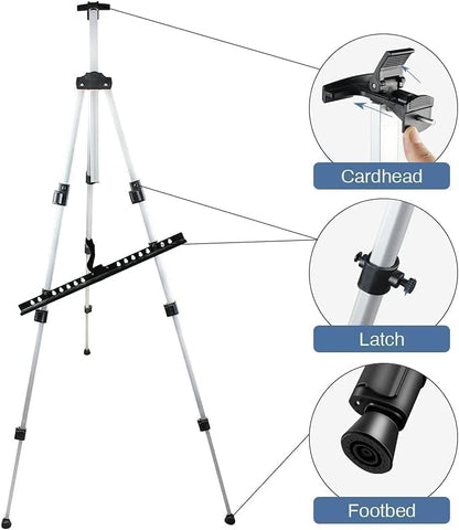 RRFTOK Art Easel Stand - Adjustable 17 to 66 Inch Aluminum Tripod for Painting | Portable Canvas Display with Carry Bag for Beginners and Students