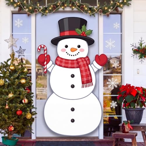 Giant Snowman Door Sign Decorations for Christmas Front Door - Snowman Variation