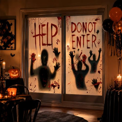 Halloween Bloody Window Posters Set - Black and Red 2 Pieces