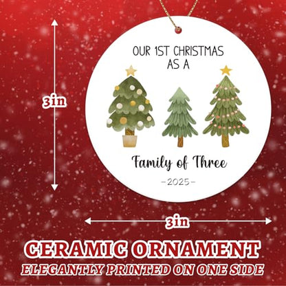 Baby First Christmas Ornament 2025 Family of Three Holiday Decoration