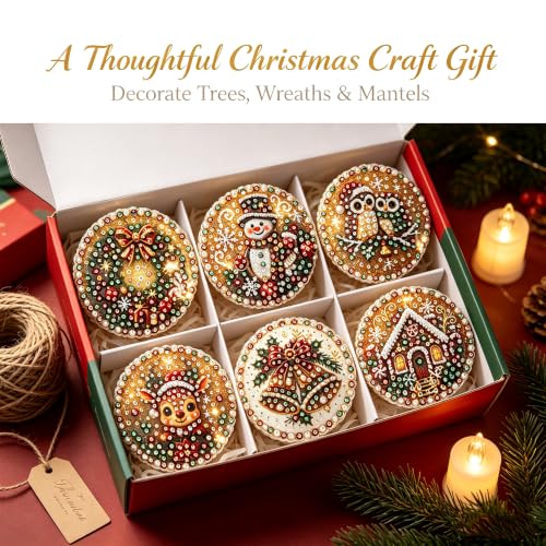 Multi-Colored Wooden Christmas Ornament DIY Craft Kit with Pearls & Gems