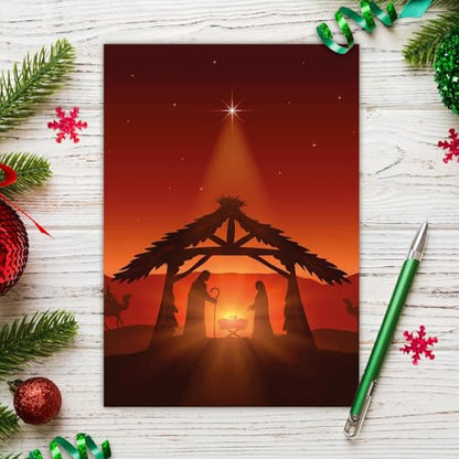 Religious Christmas Cards with Envelopes Pack of 20 Nativity Scene Holiday Greeting Cards