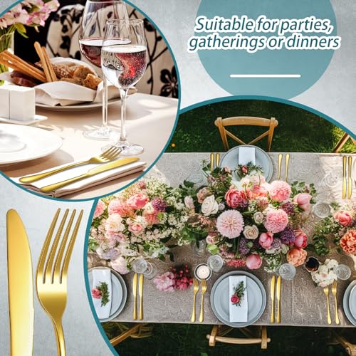 Nuenen Gold Stainless Steel Forks and Knives Set - 50 Pieces, Variation 8.07 x 0.94 & 9.06 x 0.79 Inches