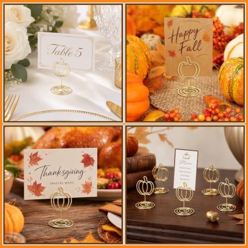 24 Pack Gold Pumpkin Table Number Holders for Fall Thanksgiving & Party Decor