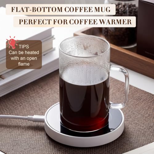 40 oz Large Borosilicate Glass Coffee Mug Set with Handle - 2 Pack