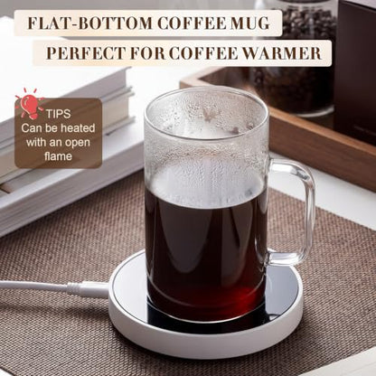 40 oz Large Borosilicate Glass Coffee Mug Set with Handle - 2 Pack
