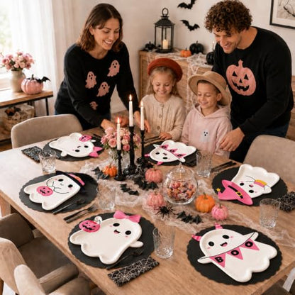 Pink Ghost Paper Plates Halloween Party Supplies 48 Pack