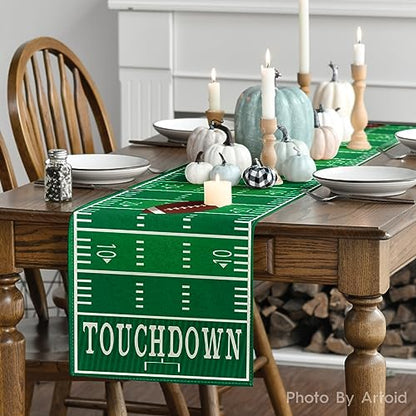 American Football Court Table Runner - Green 13 x 72 Inch for Sports & Party Decor