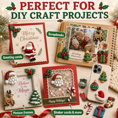 Christmas Buttons Set - 50 Assorted Holiday Crafting Buttons for Sewing & Scrapbooking