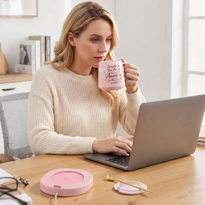 Pink Coffee Mug Warmer Set - Smart Electric Tea & Coffee Cup Warmer for Desk