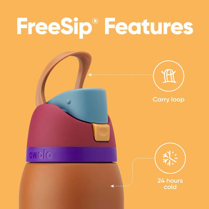 Owala FreeSip 24-Oz. Water Bottle - Stylish Cranberry Parade Design in Blue/Red