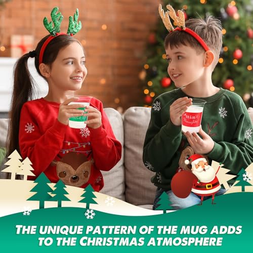 50 Pcs Christmas Disposable Plastic Cups 12 oz Naughty or Nice Team Design