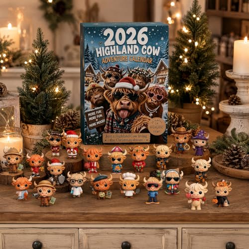 24 Days Highland Cow Advent Calendar - Festive Christmas Countdown #D