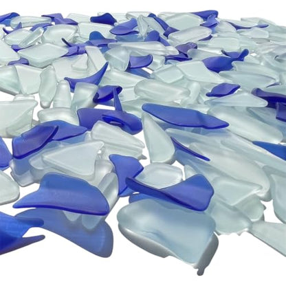 Tumbled Sea Glass for Crafts Vase Fillers Beach Decor 16oz - Blue & White Mix
