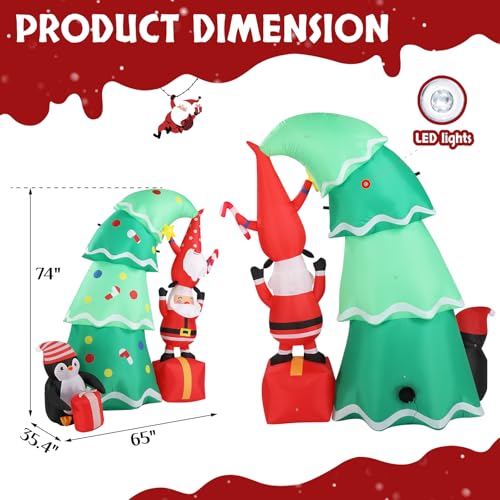 6FT Inflatable Christmas Tree with Gift Boxes Outdoor Holiday Decor - Gnomes Pick Variation