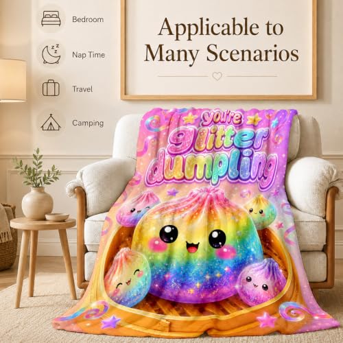 Kids Girl Pink Yellow Dumpling Flannel Throw Blanket 40x50 Inches - Crib Variation