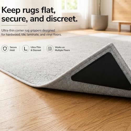 Triangular Rug Grippers for Hardwood Tile Floors - 16 Pcs - Medium