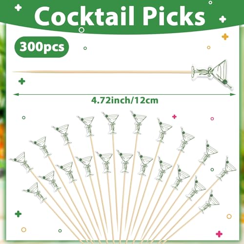 Martini Style Cocktail Picks 4.7 Inch Bamboo Garnish Skewers - 300 Pcs