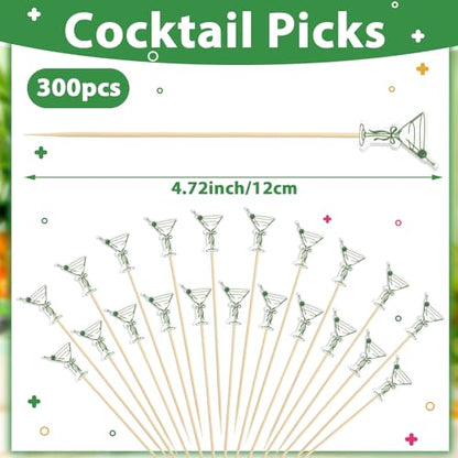 Martini Style Cocktail Picks 4.7 Inch Bamboo Garnish Skewers - 300 Pcs