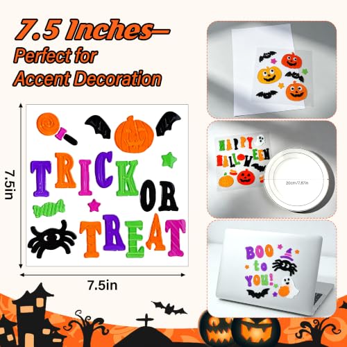 Halloween Gel Window Clings Decor Set - Spooky Ghost Pumpkins and Bats