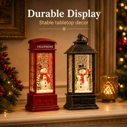 Christmas Snow Globe Lantern Light-Up Holiday Decor - Variation #F