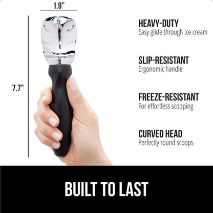 GORILLA GRIP Ice Cream Scoop - BPA-Free Heavy Duty Design with Ergonomic Handle for Perfect Scoops | Black